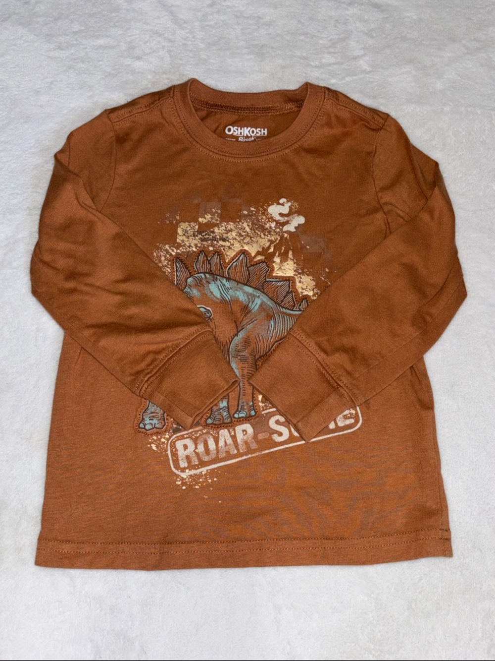 (3 for $10) OshKosh B'gosh Rust Brown Long-Sleeve Dinosaur Tee